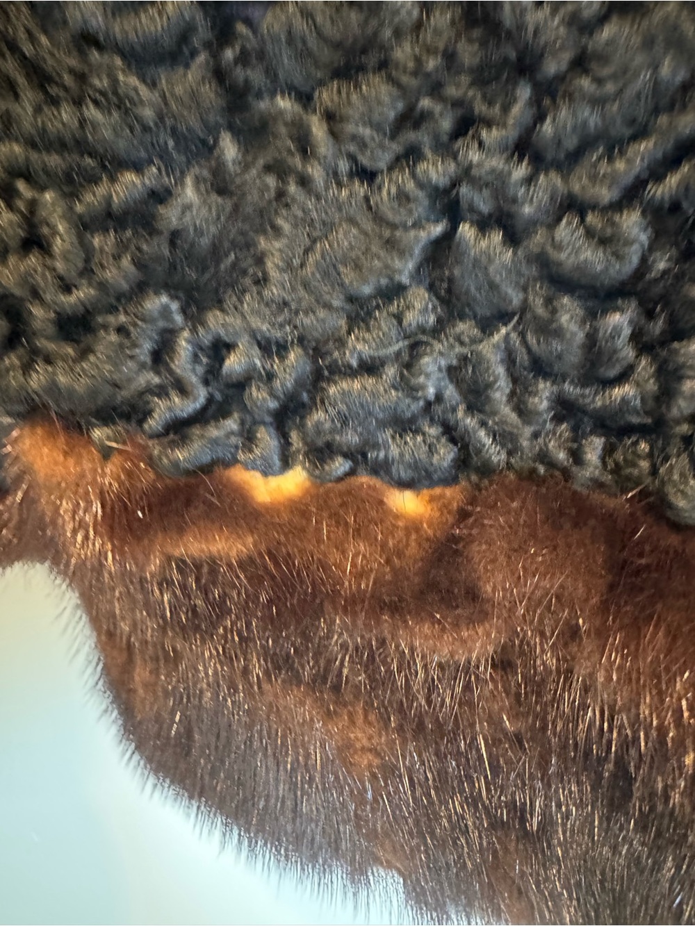 Black Faux Shearling Coat with Brown Fur Trim - Picture 6 of 9